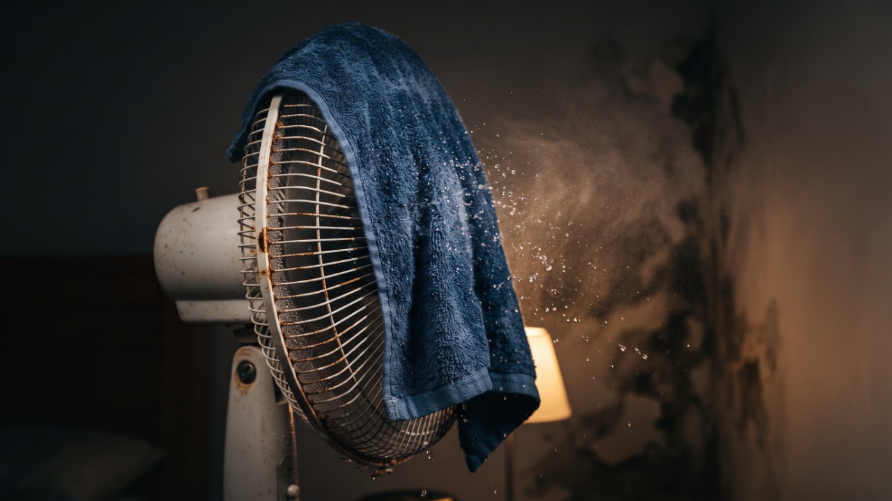O truque da toalha úmida na frente do ventilador realmente esfria o quarto? Técnico explica o que funciona e o que só aumenta a umidade