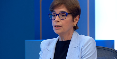 Renata Lo Prete em sabatina com Flávio Bolsonaro (PL) Foto: Reprodução/Globo