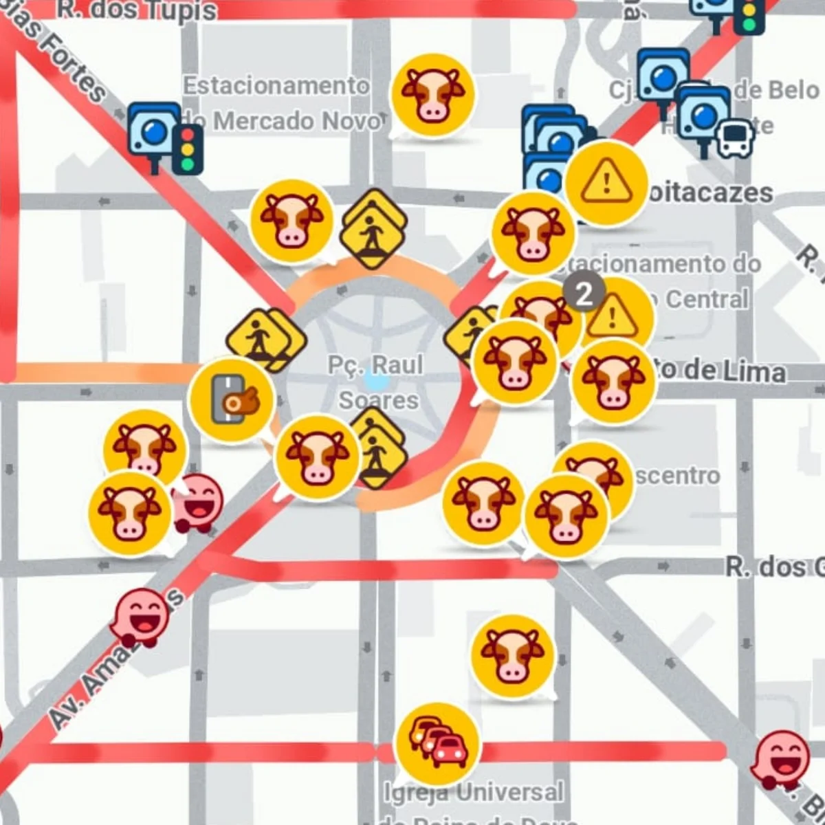 Usuários registram "animais na pista" no Waze antes de ato de Lula em BH